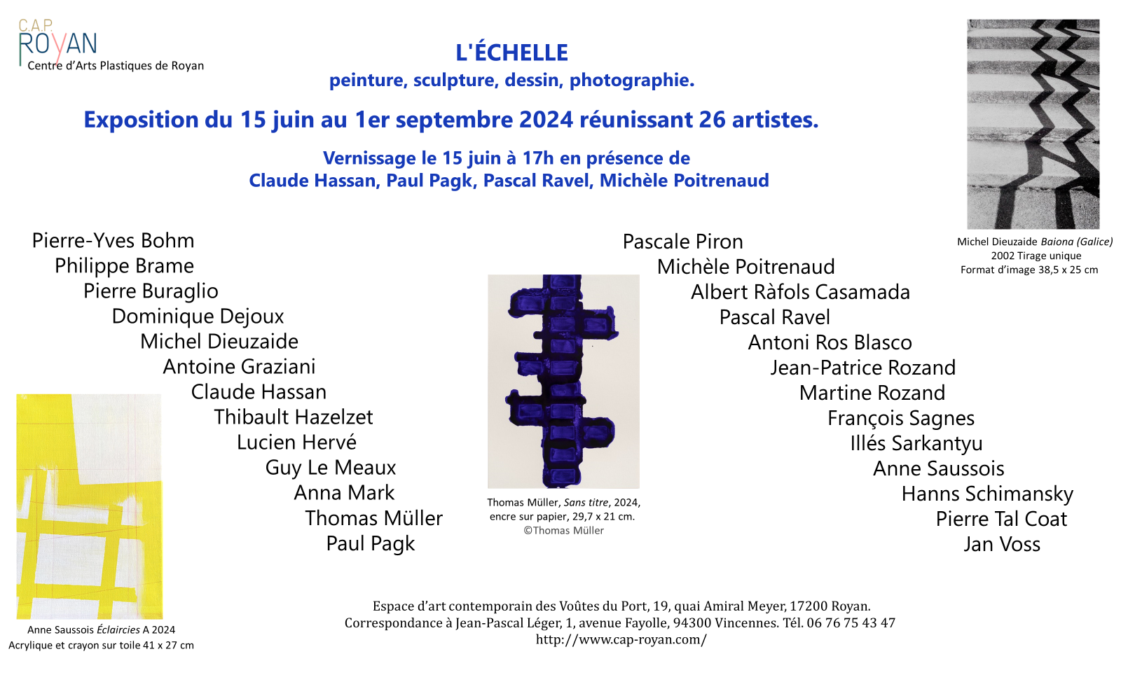 Exposition L'Échelle, Centre d'Arts plastiques de Royan, du 15 juin 2024 au 1er septmebre 2024